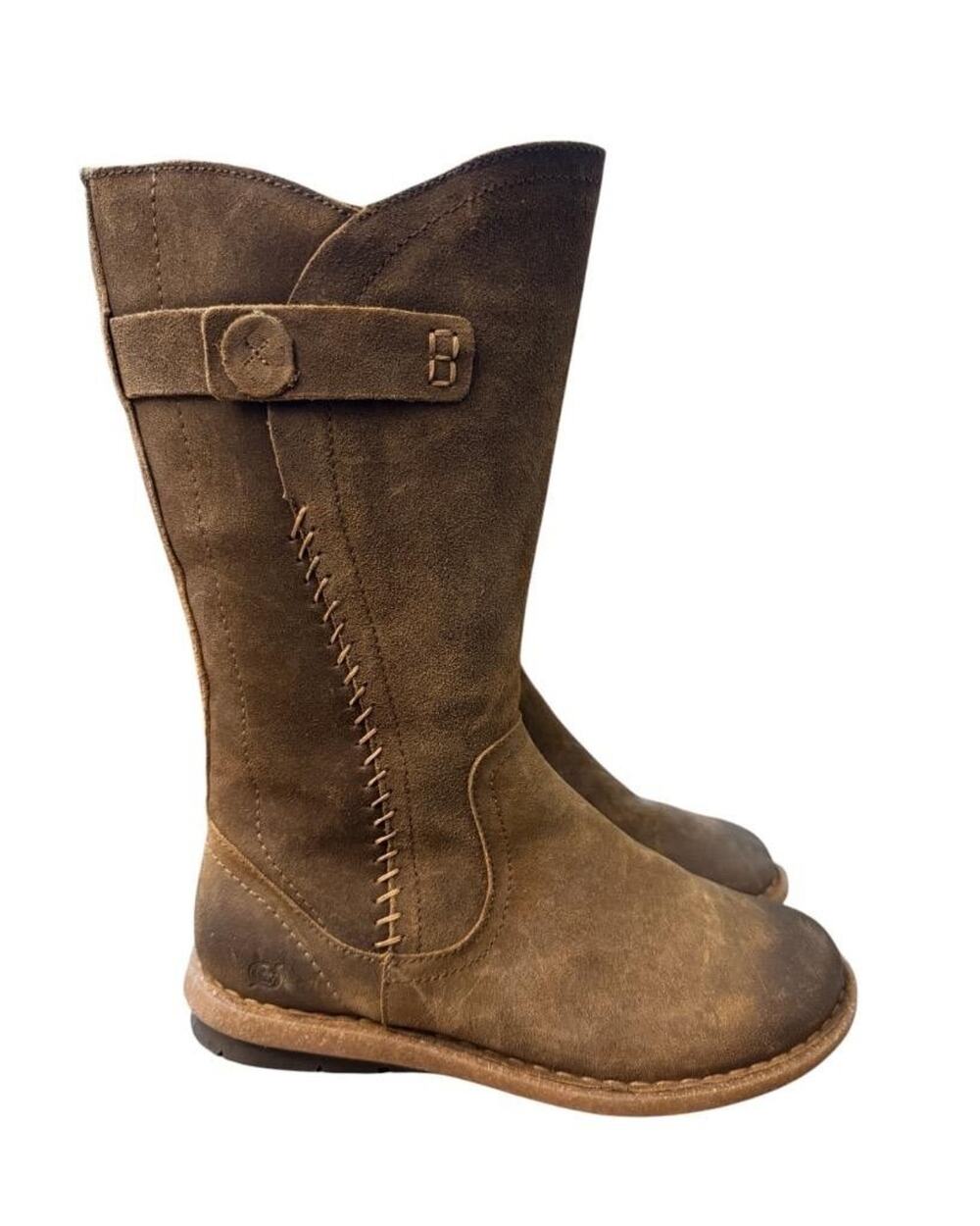 Born Tonic Suede Knee High Riding Boot Distress Brown Leather Women size 9.5